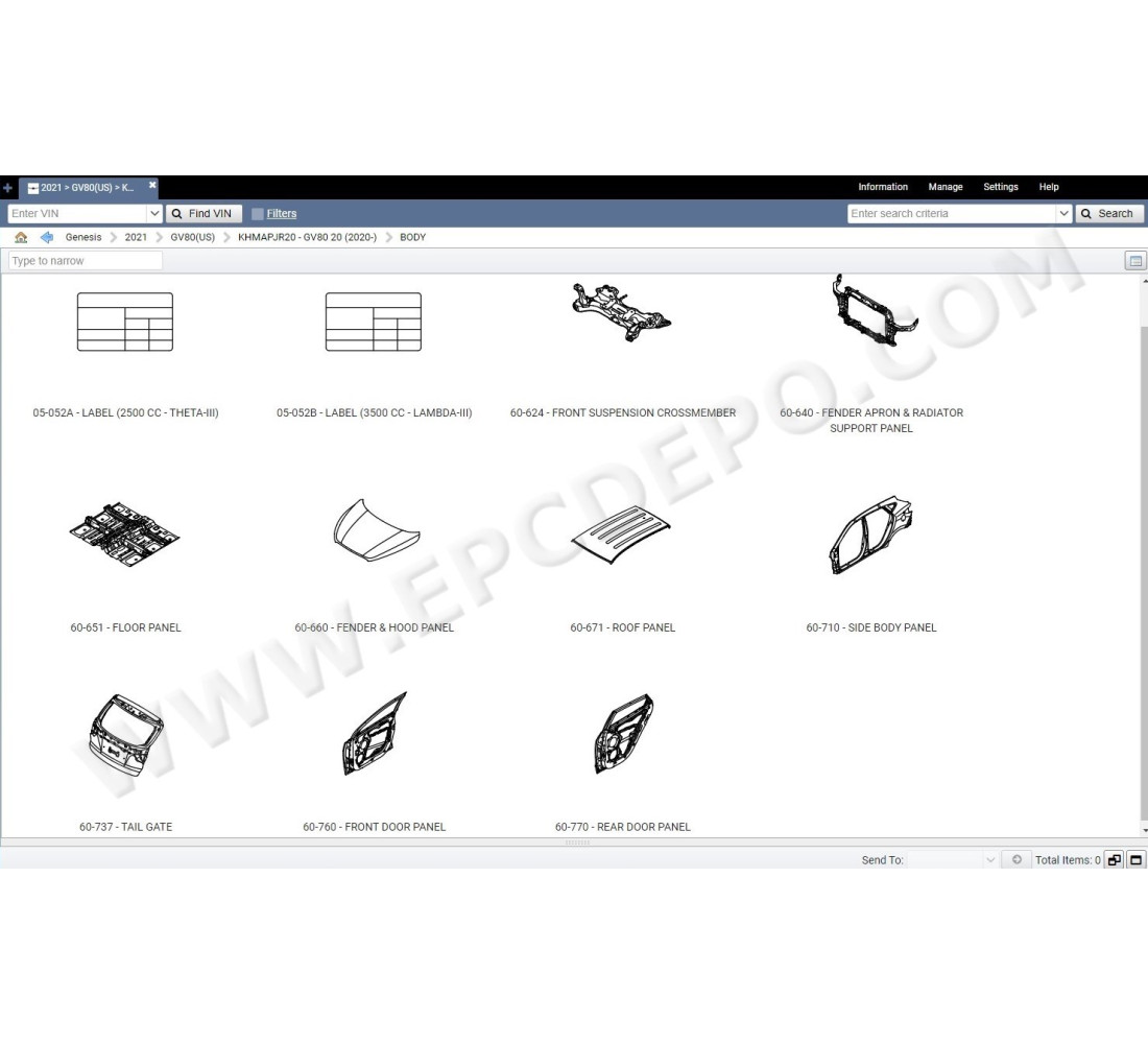 GENESIS NORTH AMERICA EPC PARTS CATALOG 2021